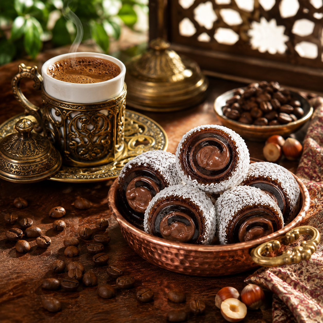 لوكوم أتولييسي راحة تركية بالقهوة التركية وكريمة الكاكاو والبندق - 500 غ