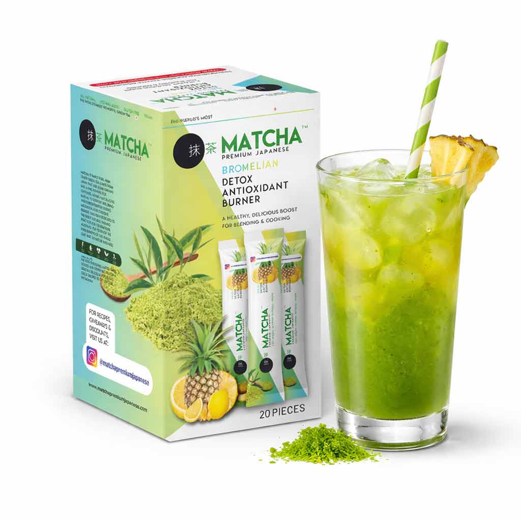 مشروب الماتشا بالأناناس – مزيج ديتوكس فاخر (20 كيس)