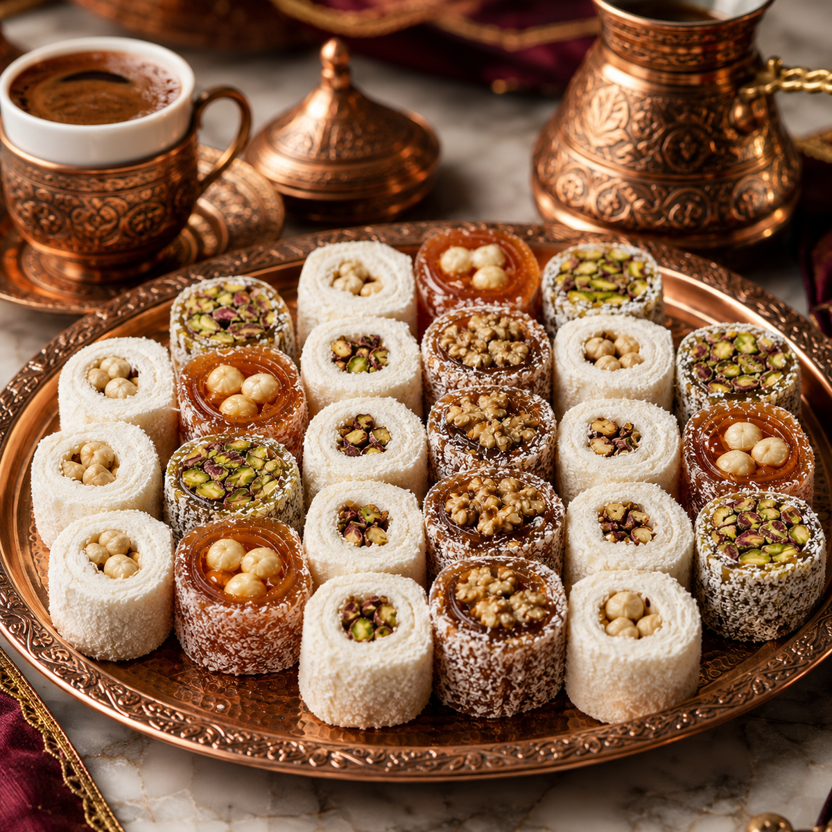 راحة حلقوم تركية مشكلة - رمان وفستق وبندق وجوز - 800 جم
