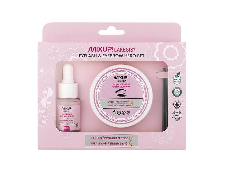طقم Mixup! من Lakesis — سيروم ببتيدي للعناية بالحواجب والرموش 15 مل + سيروم-واكس ببتيدي للتصفيف 50 مل