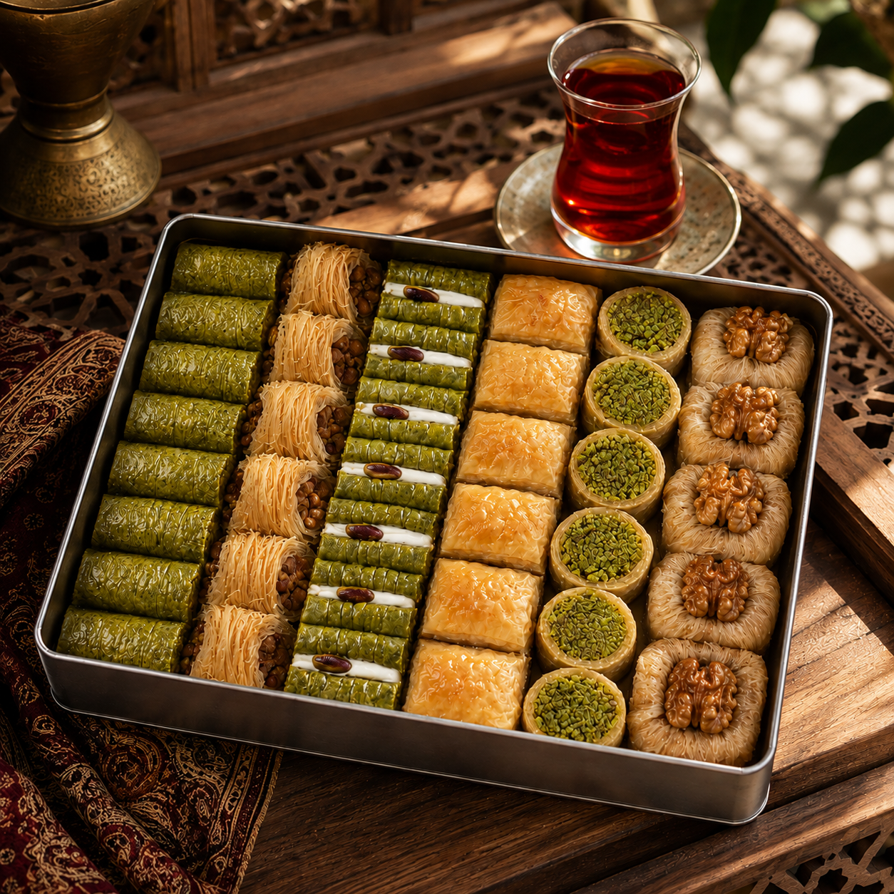 Mustafa Mixed Turkish Baklava Assortment with Pistachio & Walnut – 1kg
