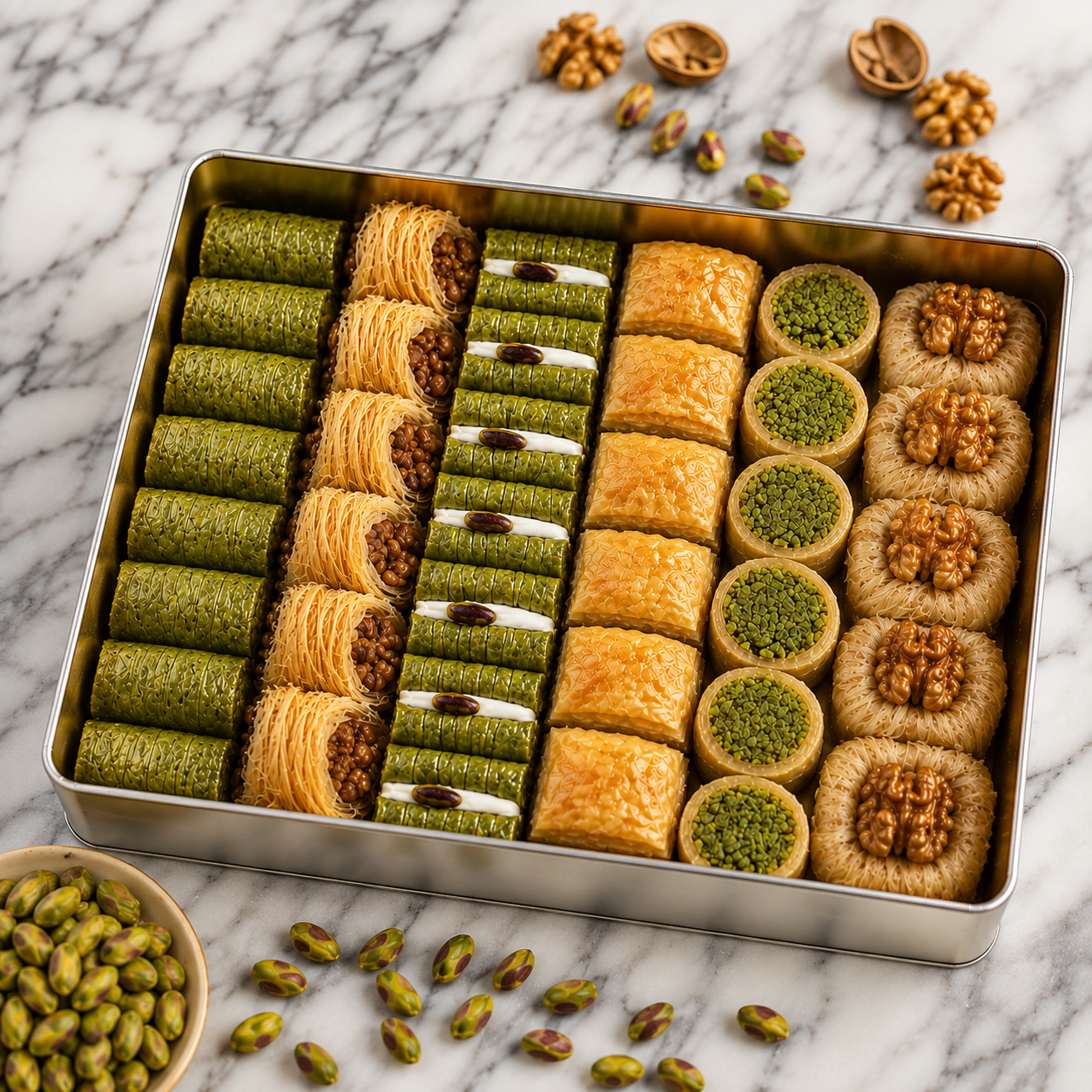 Mustafa Mixed Turkish Baklava Assortment with Pistachio & Walnut – 1kg