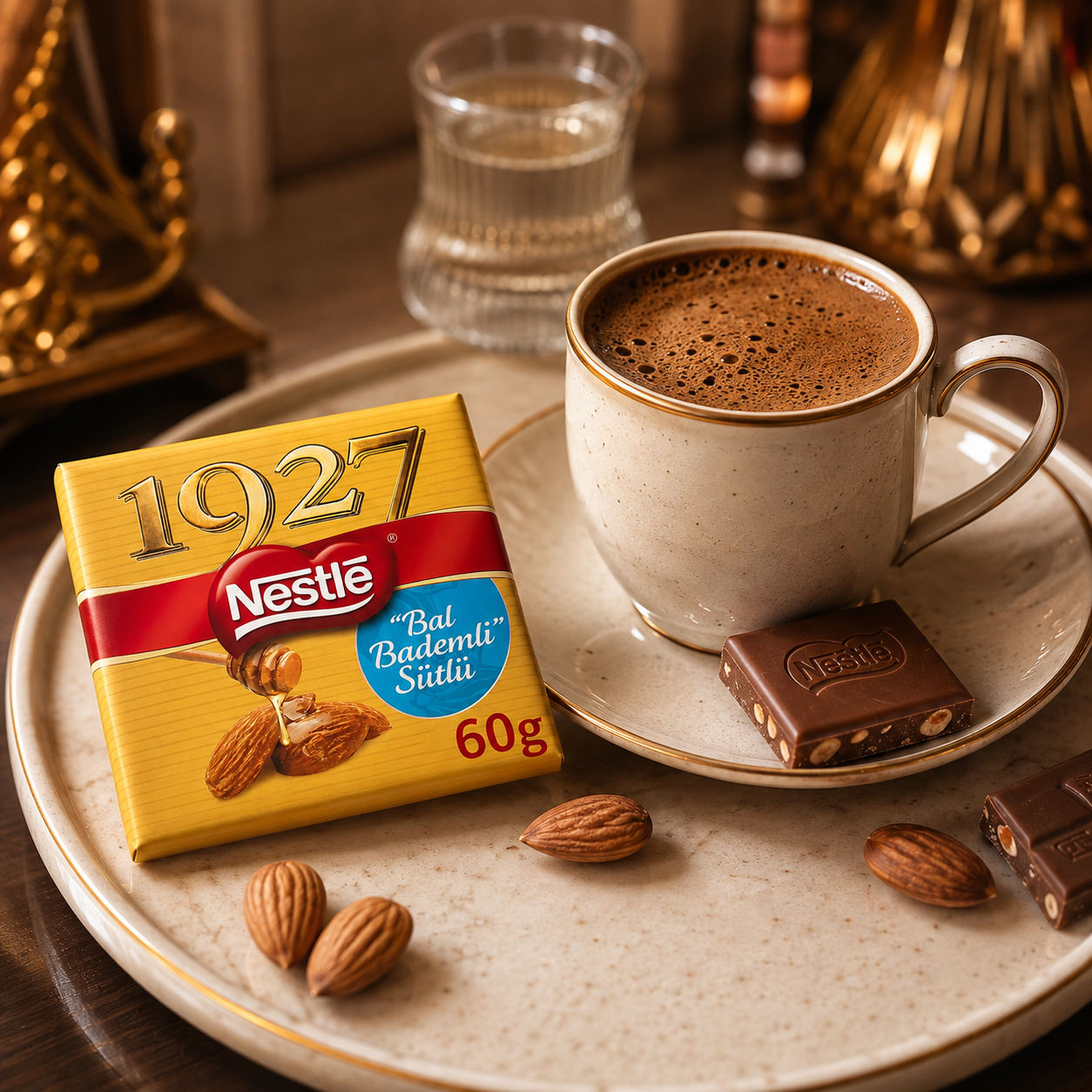شوكولاتة نستله 1927 بالحليب مع العسل واللوز - 60 جم | تركيا