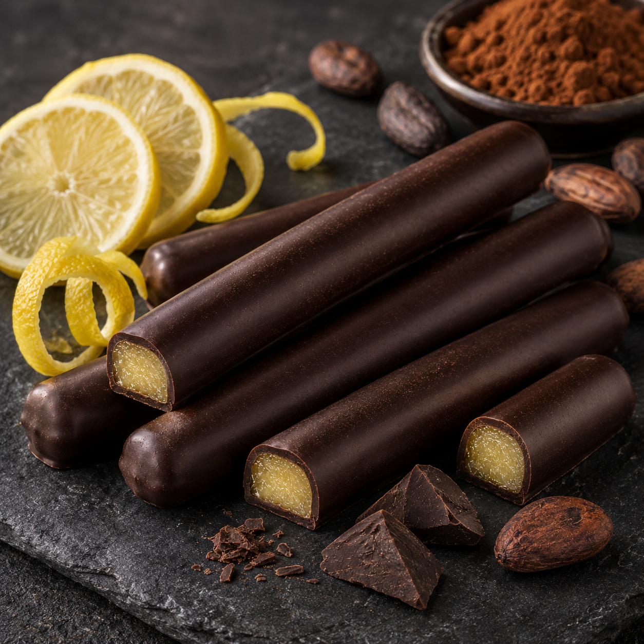 Patiswiss Bitter Lemon Chocolate Sticks - Individually Wrapped - 80 g