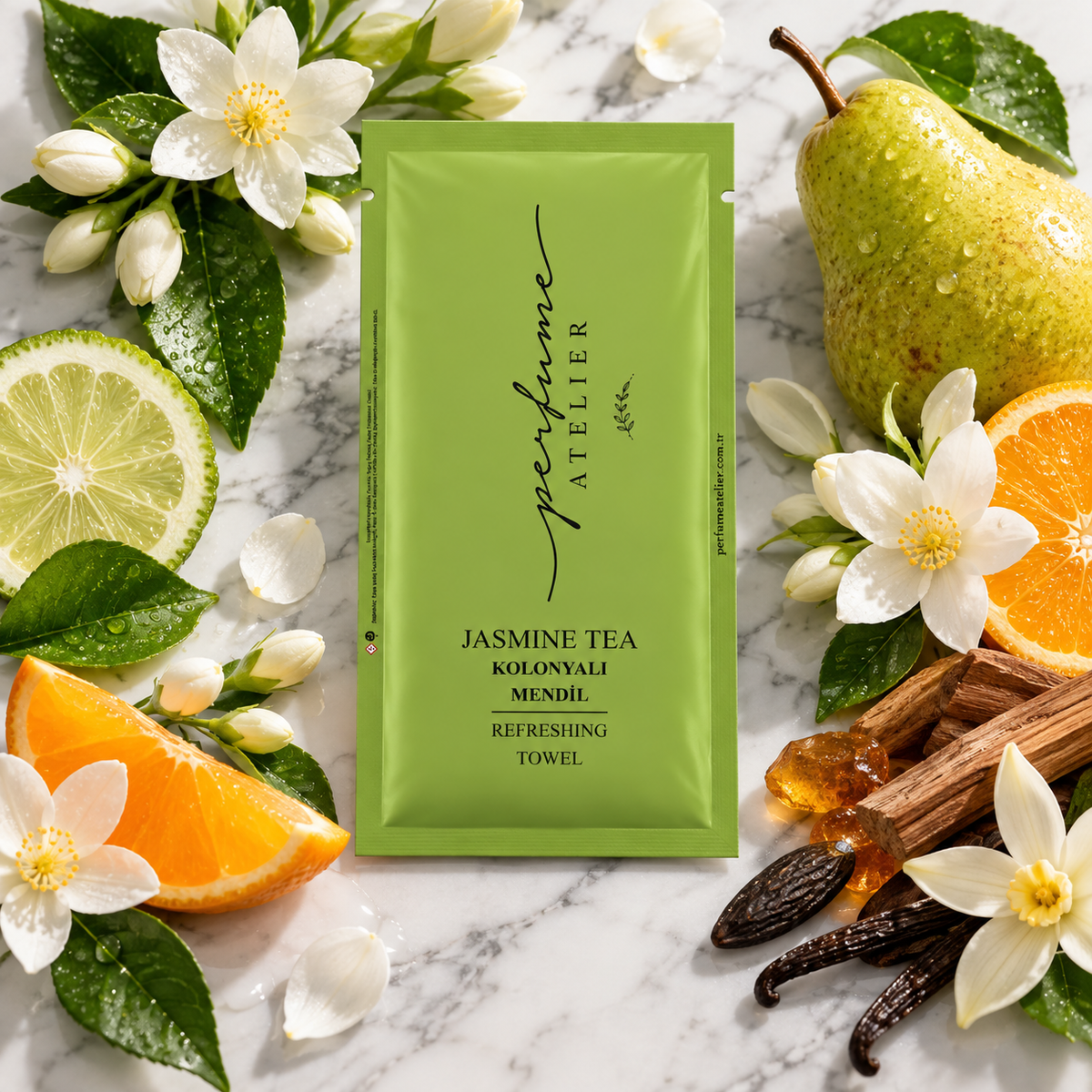Perfume Atelier Jasmine Tea Scented Wet Wipes - 70% Alcohol - 100 Pieces