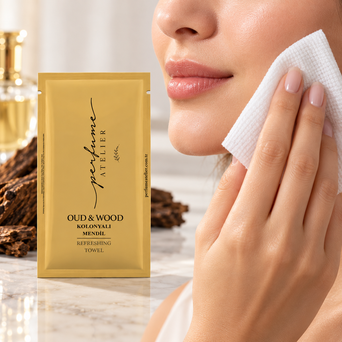 Perfume Atelier Oud & Wood Refreshing Towel Wipes - 70° Cologne - 80 Pack