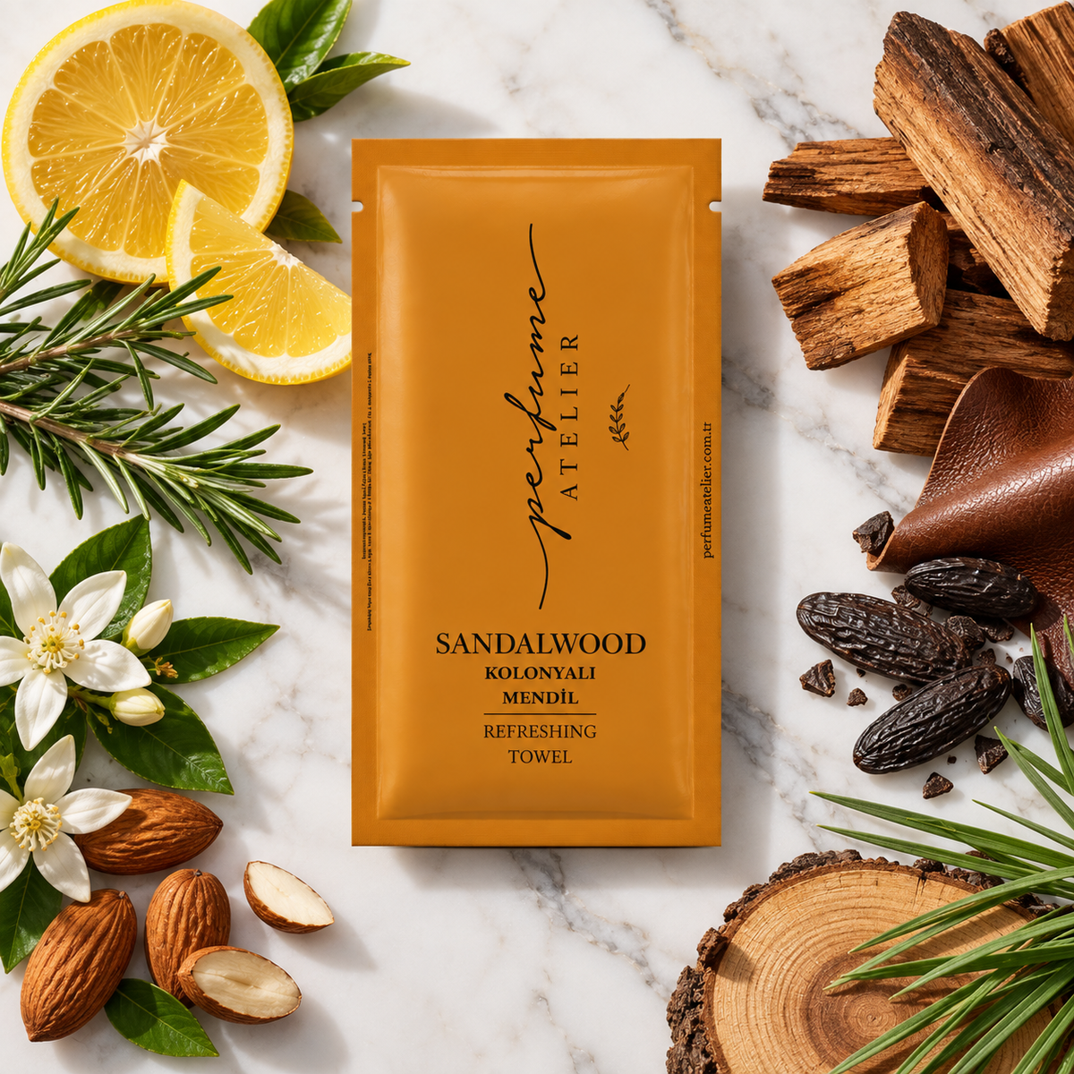 Perfume Atelier Sandalwood Scented Wet Wipes - 70% Alcohol - 100 Pieces