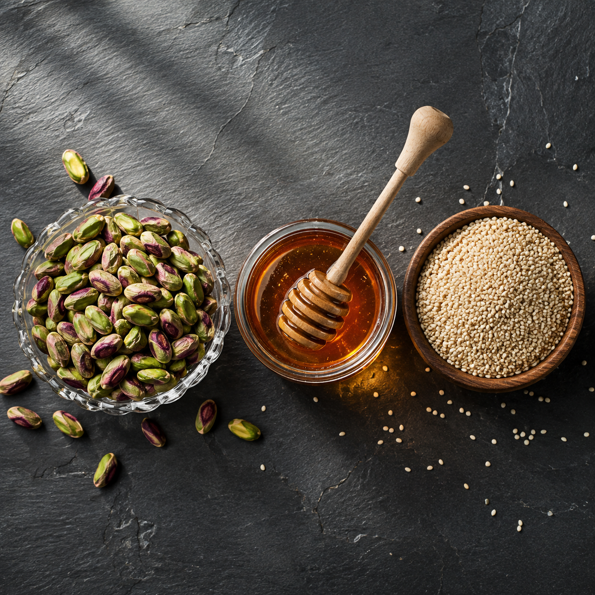 Pistachios with Pine Honey & Sesame - 250 g