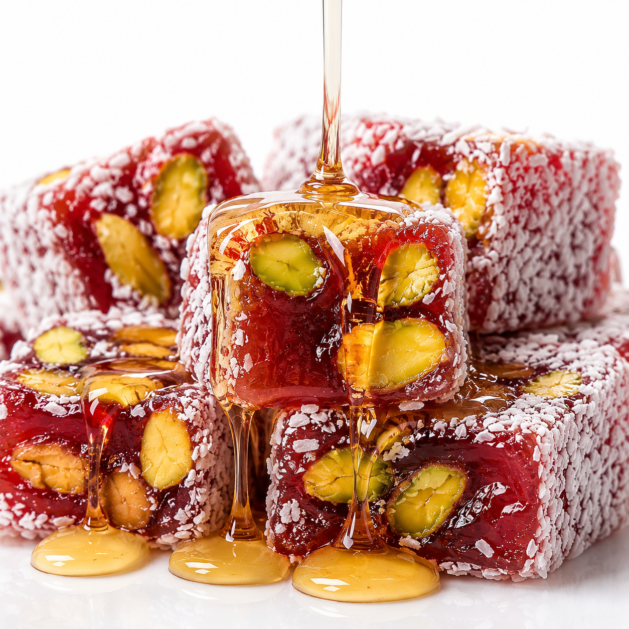 Pomegranate Pistachio Rolled Turkish Delight with Honey - 1kg