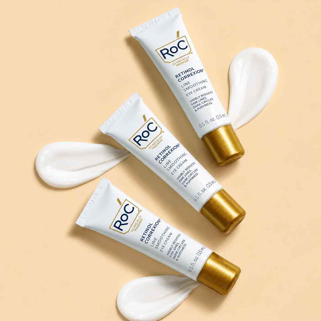 مجموعة RoC Retinol Correxion لتنعيم محيط العين – عناية بالعين للخطوط الدقيقة والانتفاخ والهالات