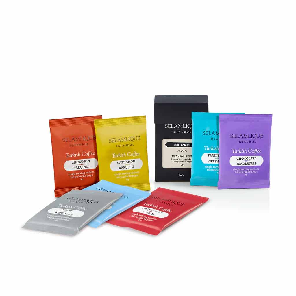 سلامليك مجموعة أكياس قهوة تركية مطحونة 7 جم – نكهات متنوعة