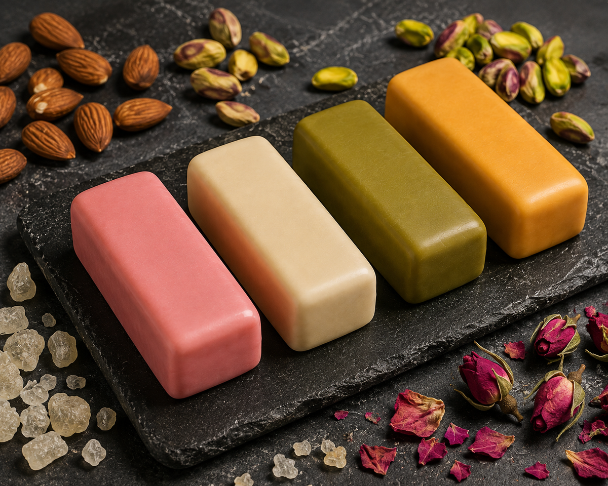 Selamlique Mixed Turkish Delight Assortment with Chocolate Almond Croquants, Rose, Mastic & Pistachio – 170g