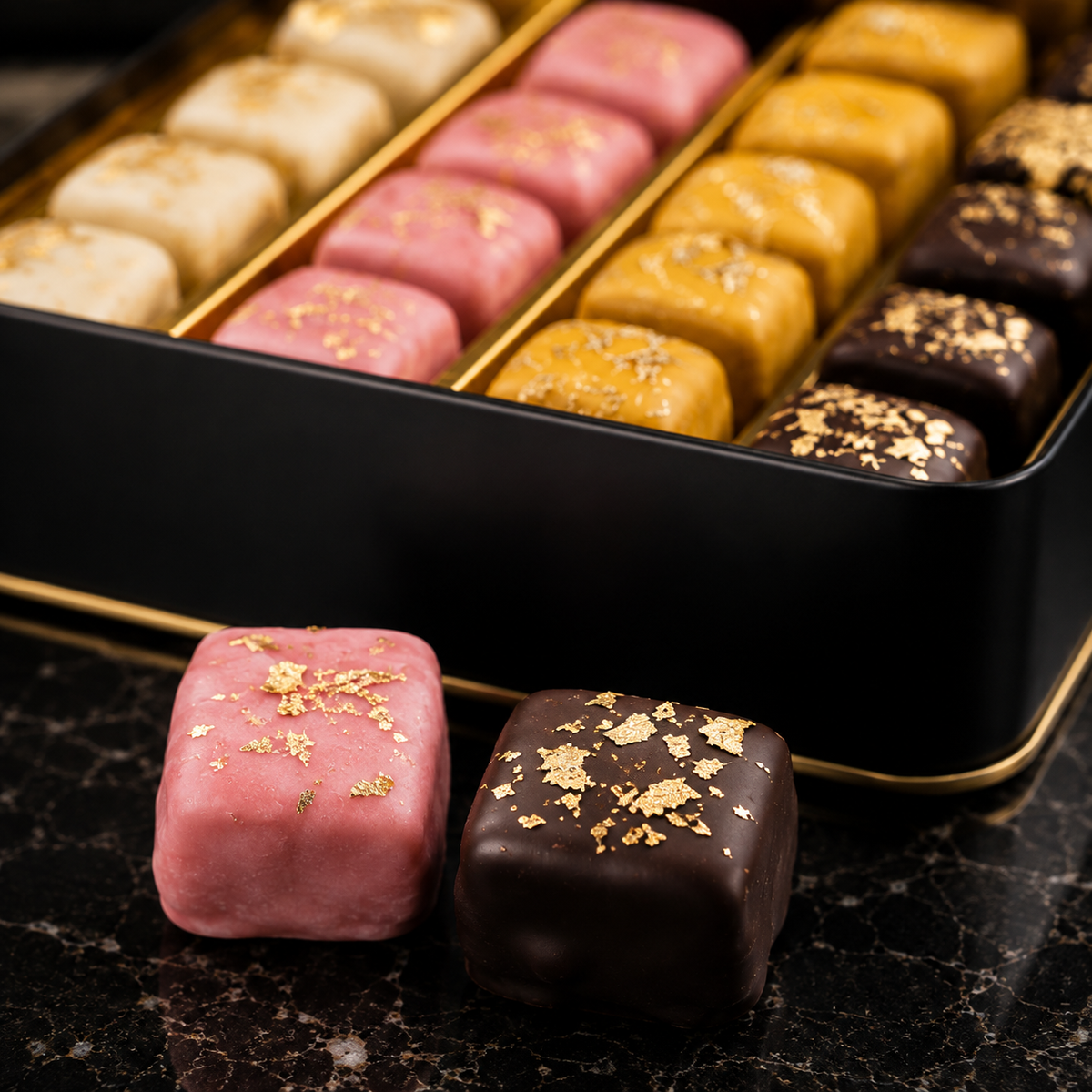 Selamlique Mixed Turkish Delight Assortment with Chocolate Almond, Rose & Pistachio - 220g