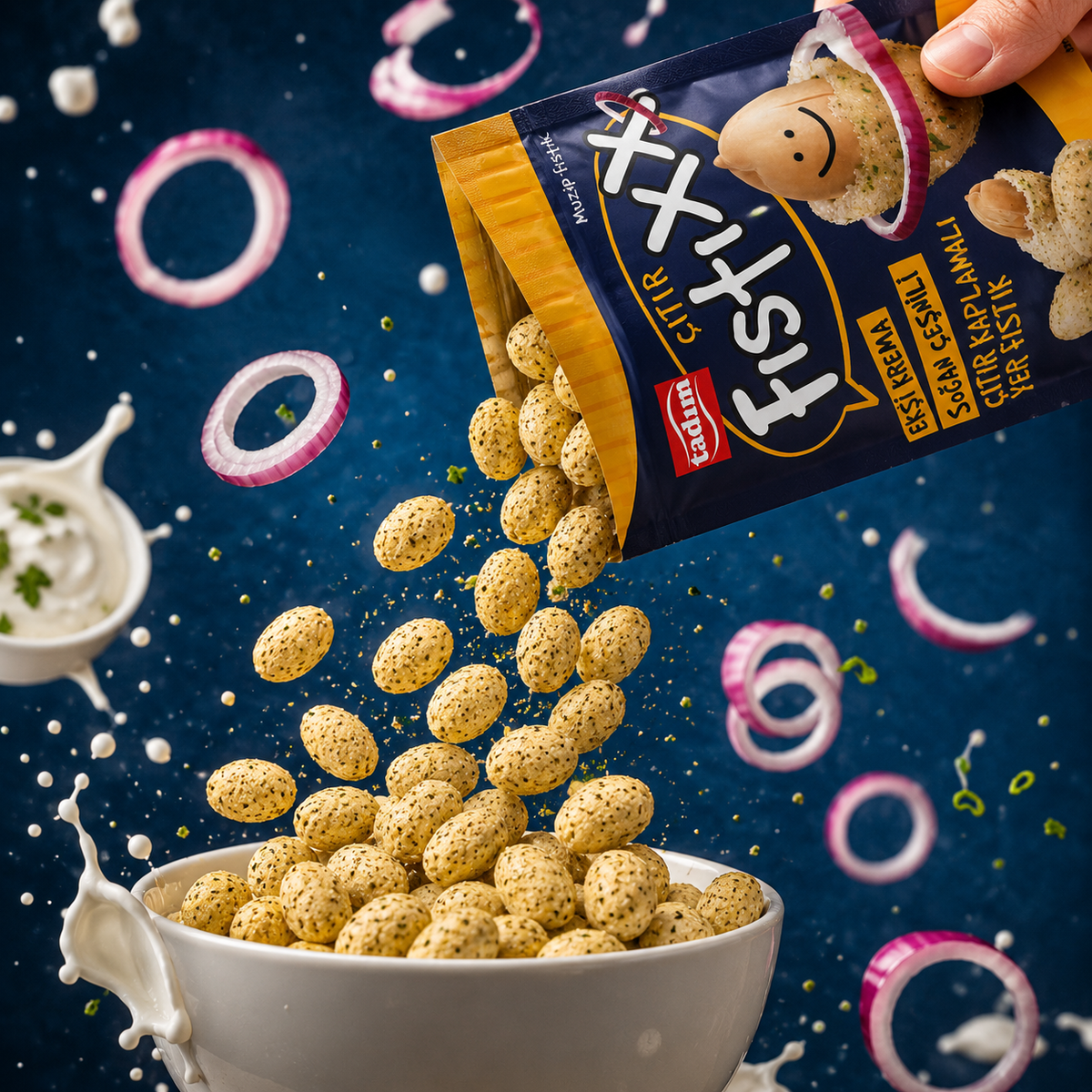 Tadim Fistikxx Sour Cream & Onion Crispy Coated Peanuts - 140 g