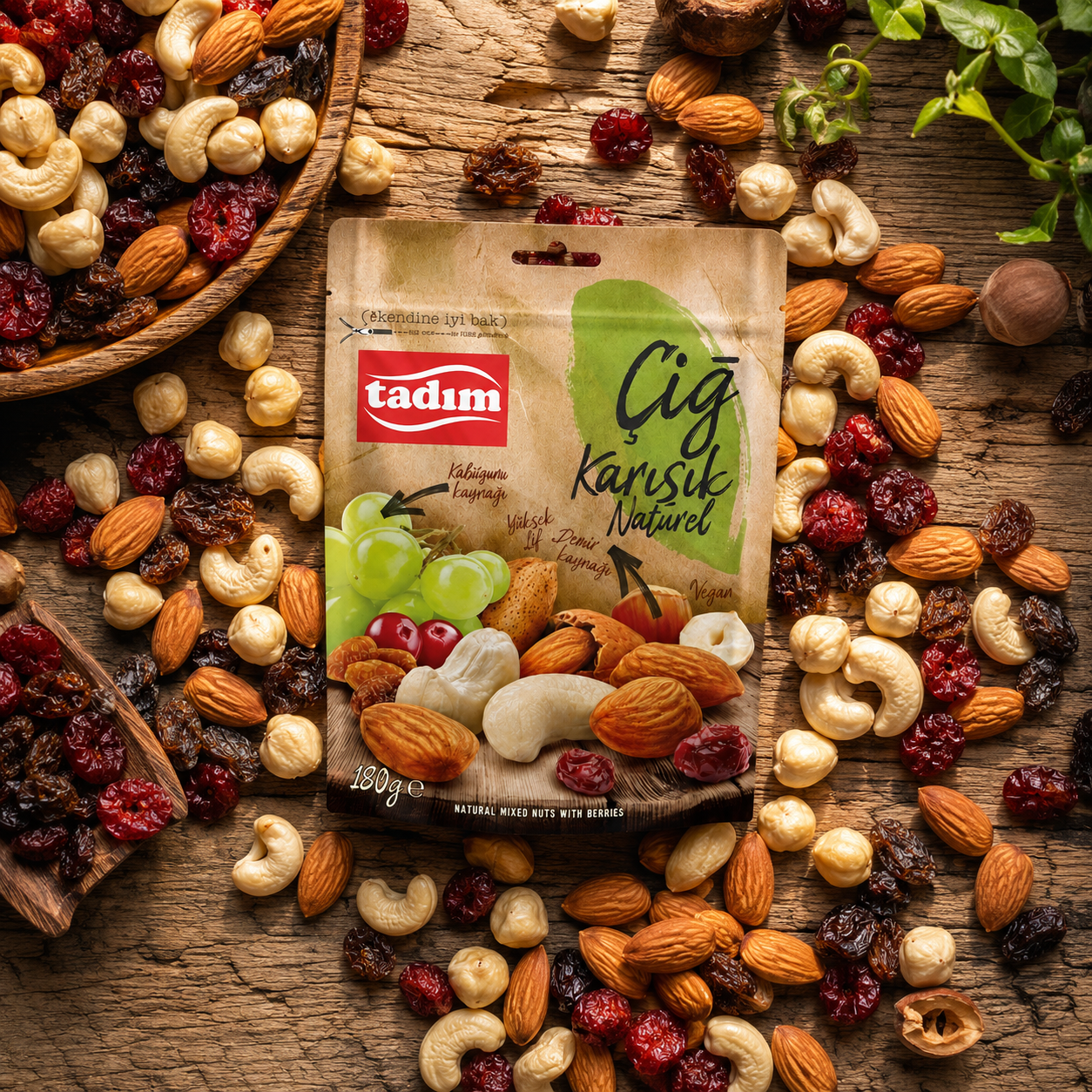 Tadim Raw Mixed Nuts with Cranberries & Raisins - 180 g