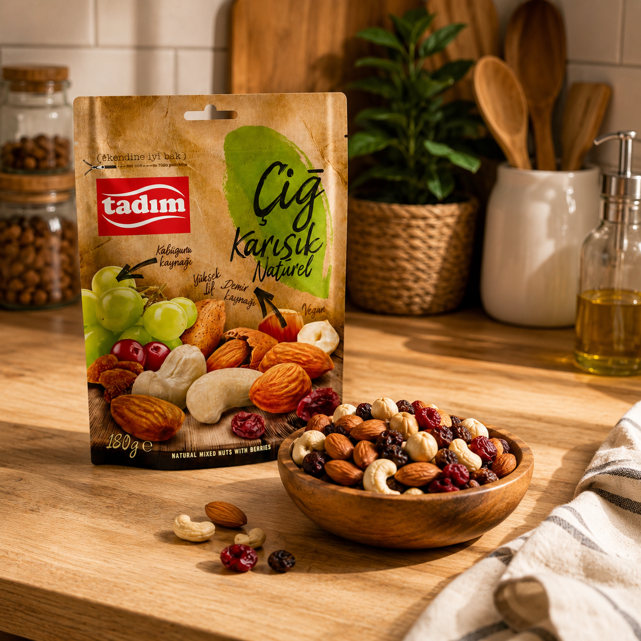 Tadim Raw Mixed Nuts with Cranberries & Raisins - 180 g