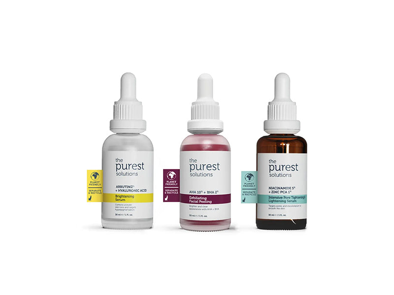 مجموعة سيرومات العناية بالبشرة من The Purest Solutions: أربوتين + AHA/BHA + نياسيناميد