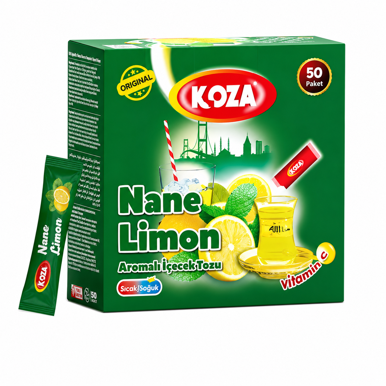 Turkish Chestnuts, Dubai-Style Pistachio Qatayef Chocolate 100g & KOZA Mint Lemon Drink Bundle