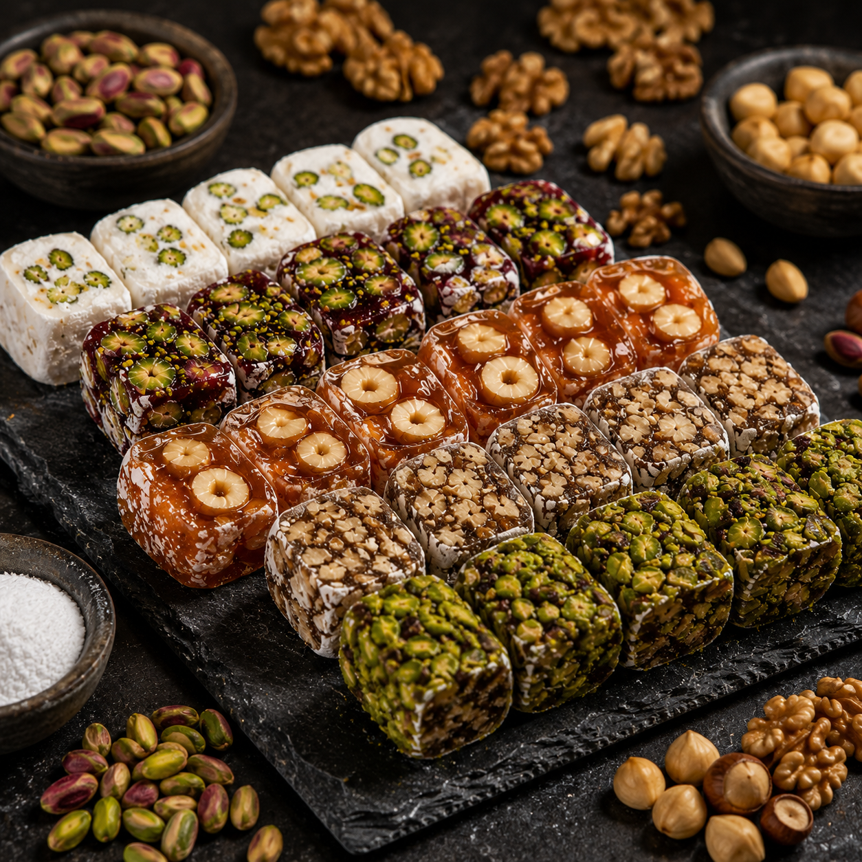 راحة الحلقوم التركية الملفوفة المشكلة - نكهات متنوعة - 1 كجم