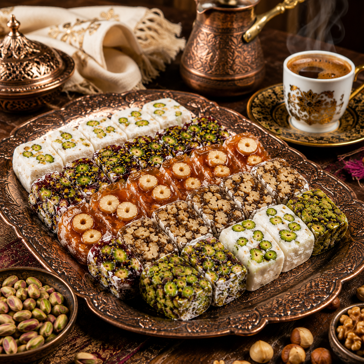 راحة الحلقوم التركية الملفوفة المشكلة - نكهات متنوعة - 1 كجم