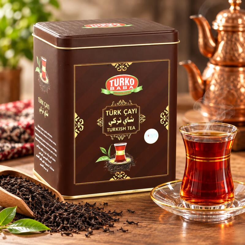 توركو بابا شاي أسود تركي تقليدي أوراق سائبة علبة معدنية 500 جرام