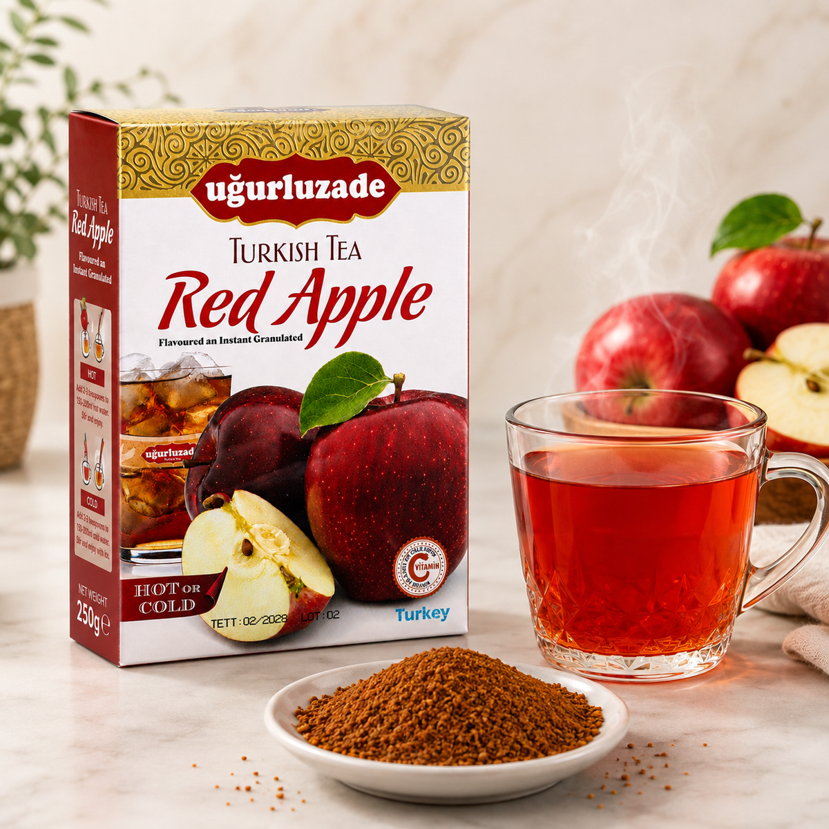 Uğurluzade Turkish Red Apple Instant Tea with Vitamin C - 250g