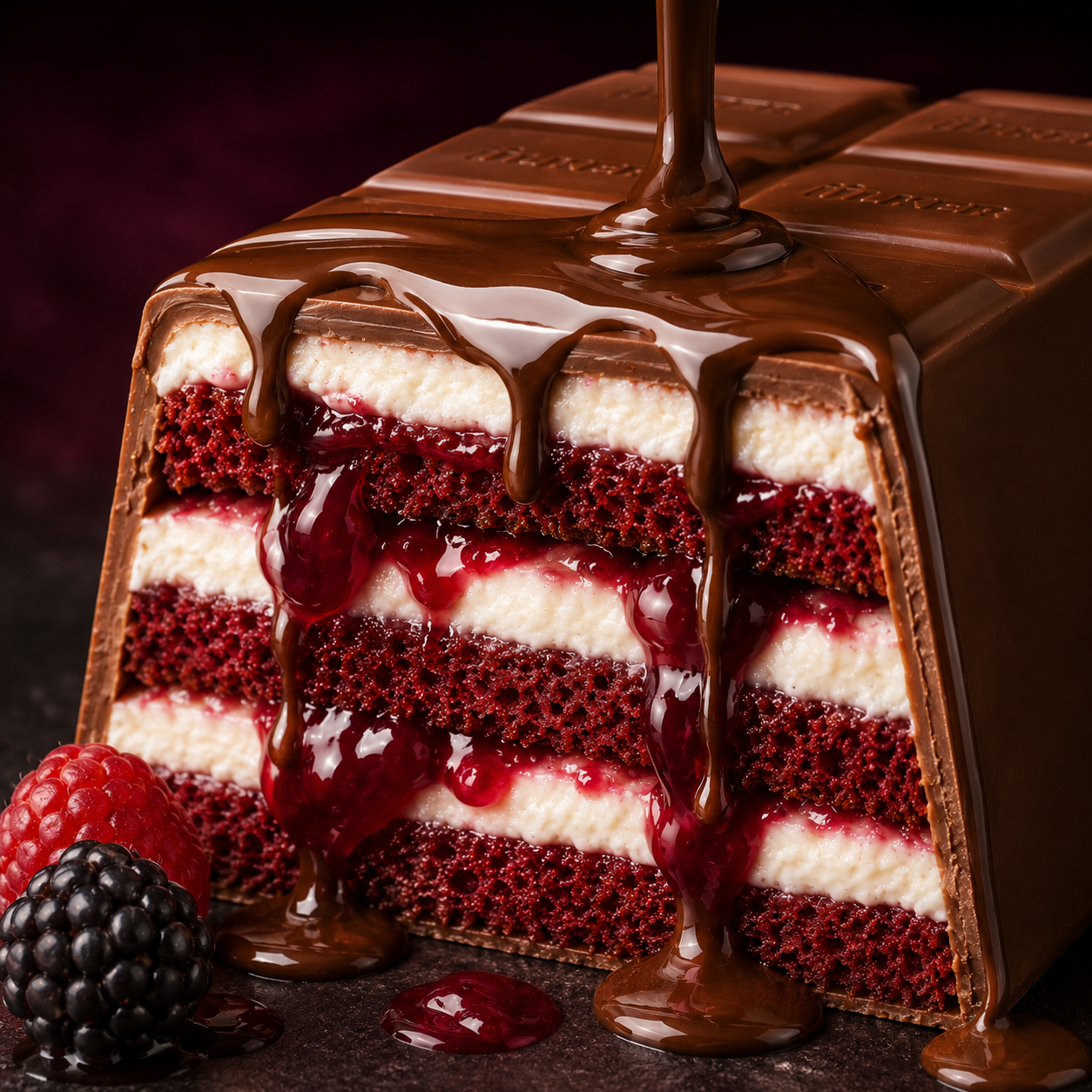 Ülker Chocolate Velvet Cake with Milk Cream & Berry Sauce - 395 g, Serves 6