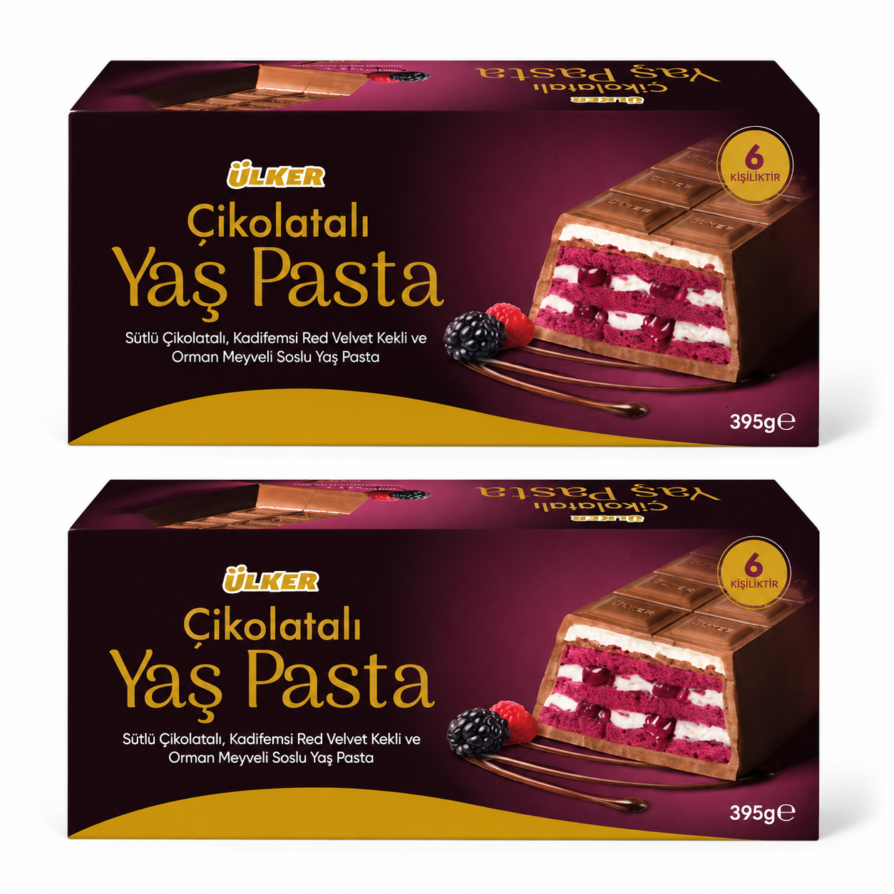 Ülker Chocolate Velvet Cake with Milk Cream & Berry Sauce - 395 g, Serves 6