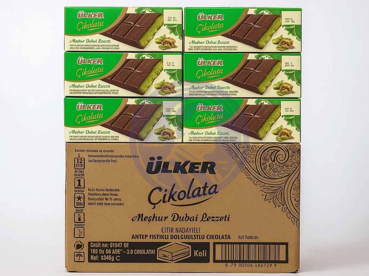 Ulker Dubai Kunafa Milk Chocolate Bar with Antep Pistachios 93g
