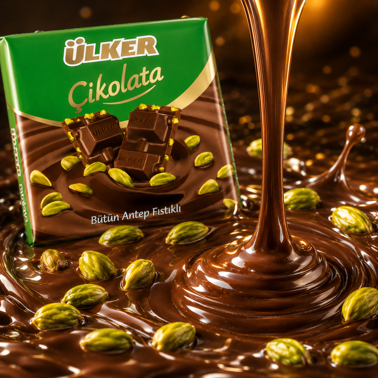 Ülker Milk Chocolate Bar with Whole Pistachios 18% - 65 g