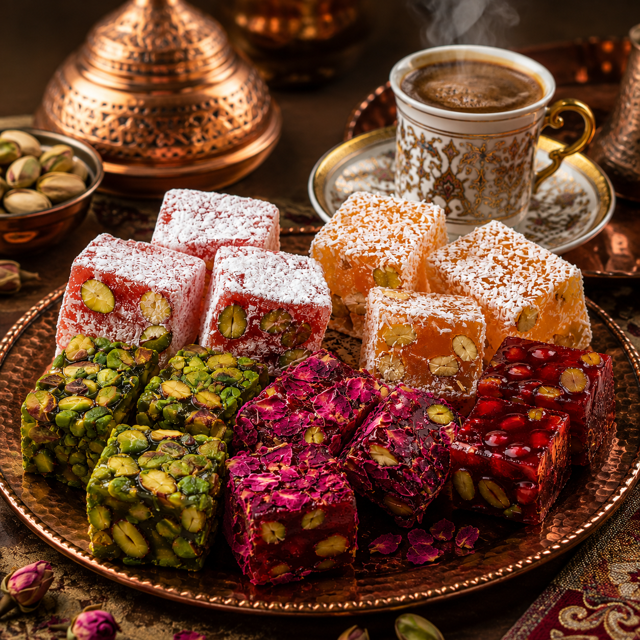 زيتونة راحة الحلقوم التركية المشكلة - ورد ونعناع وحمضيات ورمان - 500 جم